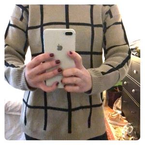 Oversized camel and black check sweater